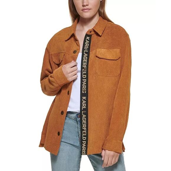 Karl Lagerfeld Paris Corduroy Logo Shirt M - Picture 1 of 7